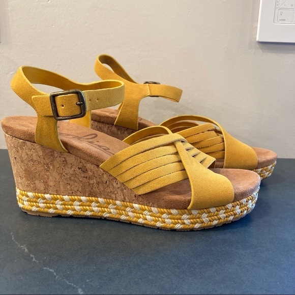 NWT Zodiac sz 8 Paola yellow suede cork wedge sandals - Picture 6 of 14